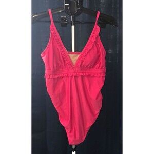 Isabel Maternity Pink One Piece Bathing Suit Size Large Excellent Ruffle
